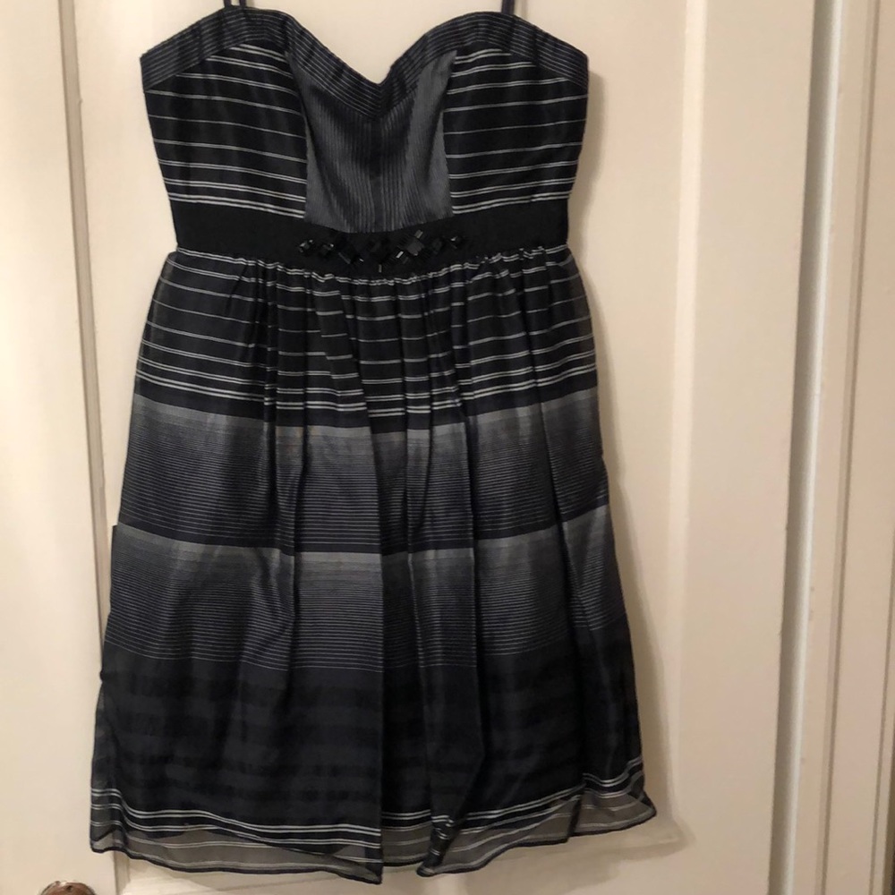 BCBG Maxazria black/white striped cocktail dress